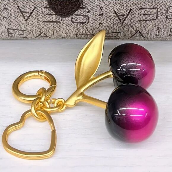Accessories - Glossy Red and Black Cherry Keychain